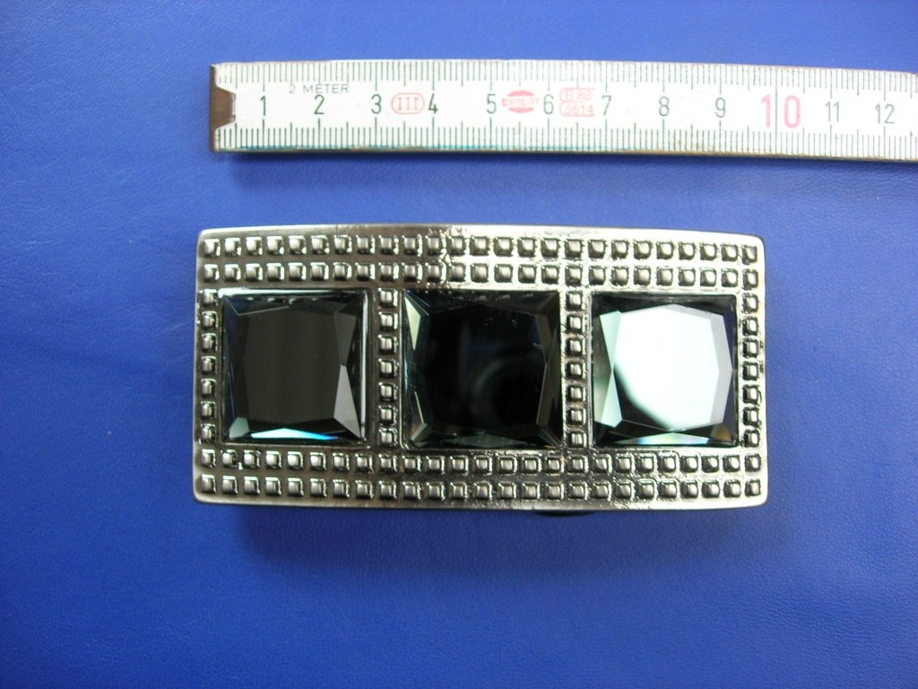 Koppelschnallen 4,0 cm schwarznickel mit Strass (E19K252)
