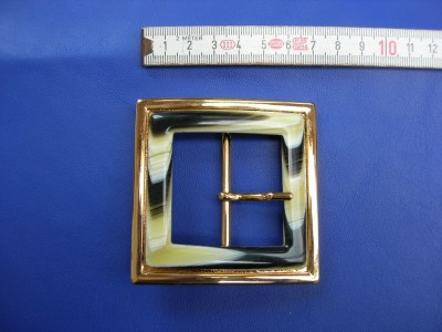Doppelschnalle 4,0 cm vermessingt mit Auflage (E19K276)